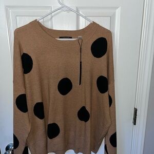 Tahari Brown Polka Dot Sweater